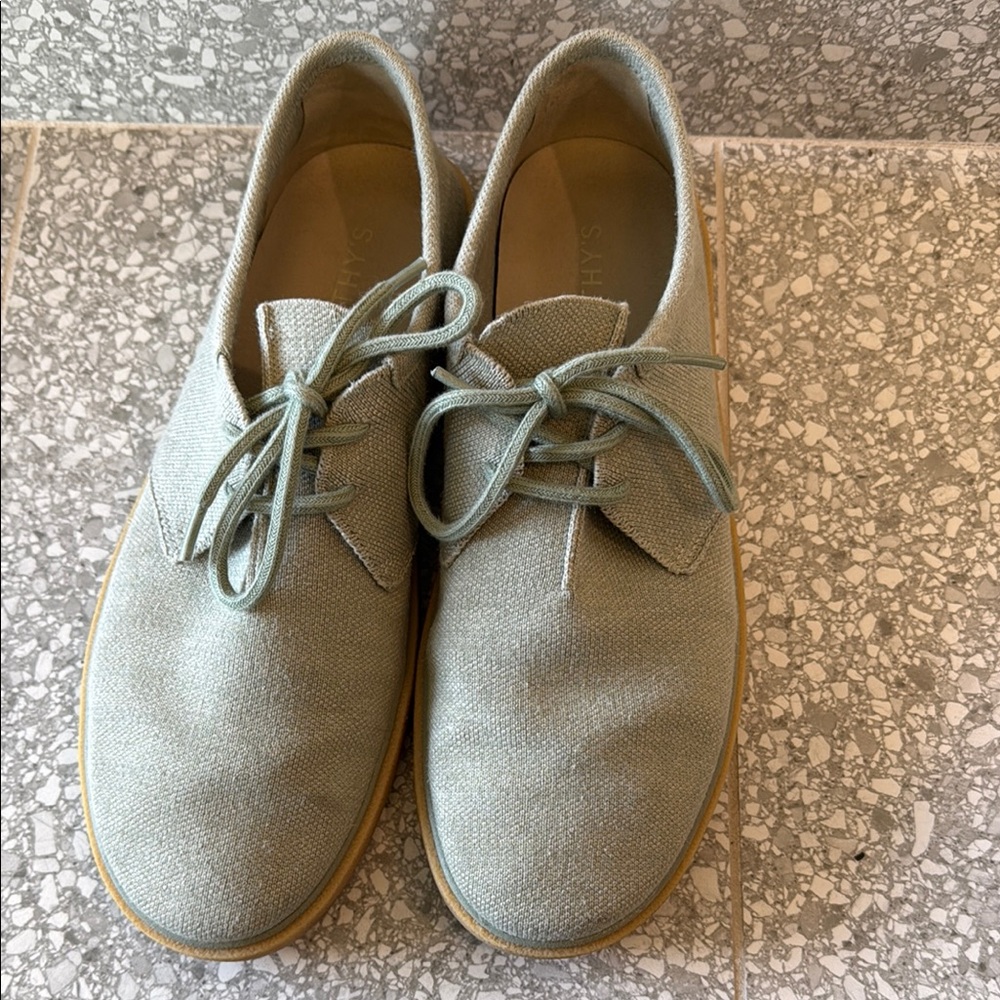 Rothy's Men's Monty Sea Grass Green Canvas Shoes US Size 14